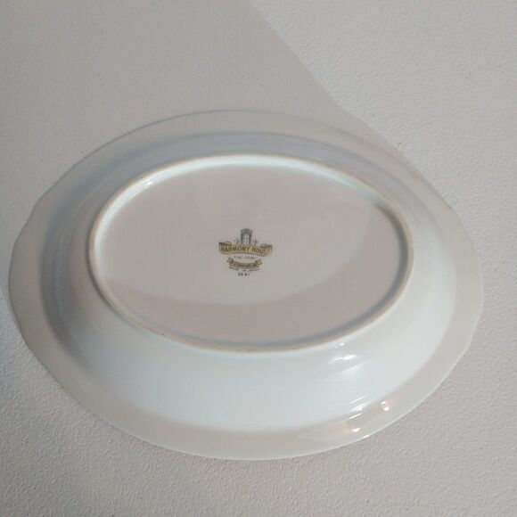 Vintage Harmony House Platinum Garland 11" Oval Serving Bowl Dish Fine China - Picture 4 of 6